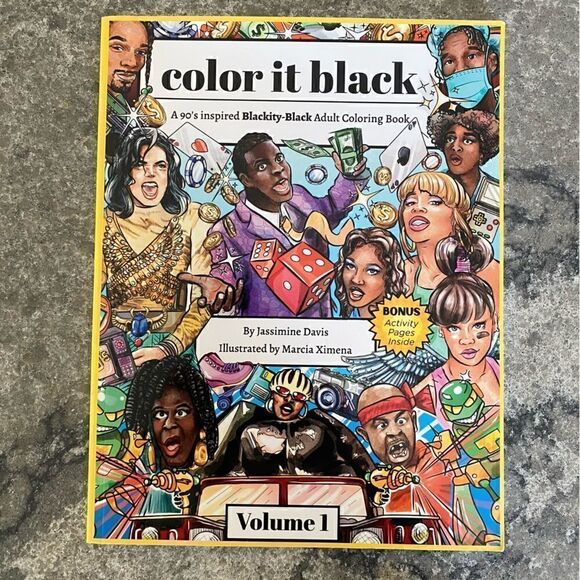 Color It Black: A 90s-Inspired Blackity-Black Adult Coloring Book Volume 1 - Picture 1 of 5